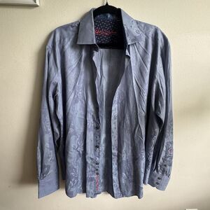 Robert Graham Shirt Mens Large Floral Paisley Long Sleeve Button Up Embroidered
